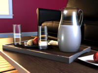 Rough Render for 3D Still Life involving glass