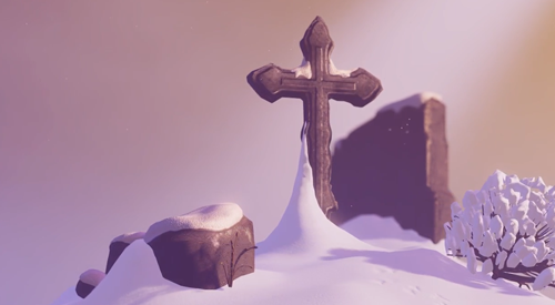 Freshly fallen snow on a grave
